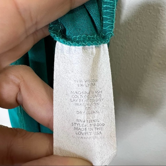 Olivia Harper Teal Milly Faux Wrap 3/4 Sleeve Dress Midi Dress 1X - Picture 6 of 6